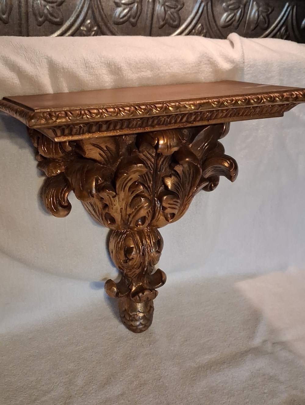 Home Interiors Ornate Wall Shelf in Gold Finish